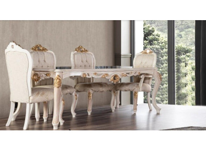 Set Chairs Group Dining room chair Chair Wood Dining room 4x Chair Furniture Stil Lehn