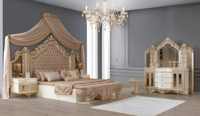 Bedroom Set Bed 2x Bedside tables Dressing table with Mirror Luxury new