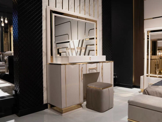 Bedroom Set Dressing table with Mirror Stool Design Luxury new 2-piece