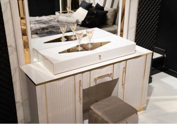 Bedroom Set Dressing table with Mirror Stool Design Luxury new 2-piece