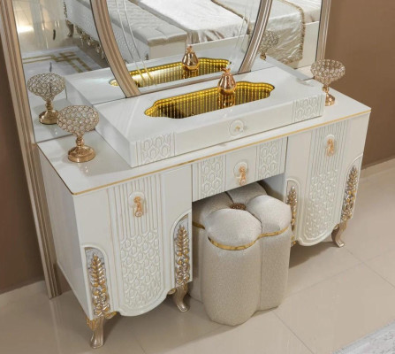 Bedroom Set Luxury Dressing table with Mirror Stool Design new 2-piece