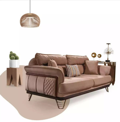Brown Sofa Set Luxury 3+3+1 Seater Living room Furniture Sofas Armchair