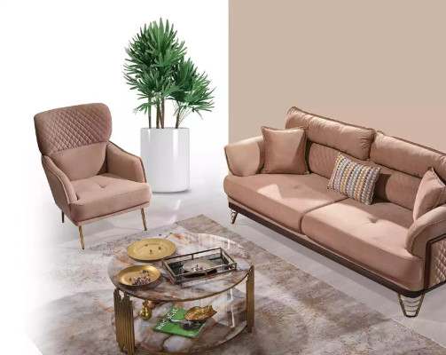 Brown Sofa Set Luxury 3+3+1 Seater Living room Furniture Sofas Armchair