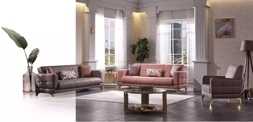 Luxury sofa set 3+3+1 set designer textile couches armchair single seater