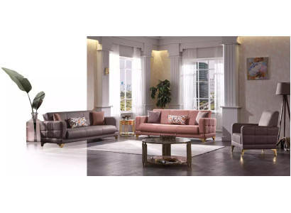 Luxury sofa set 3+3+1 set designer textile couches armchair single seater