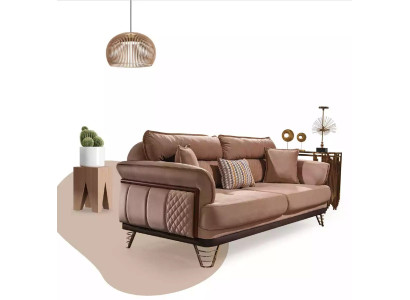 Beige three-seater luxury sofa modern living room couches 3-seater style