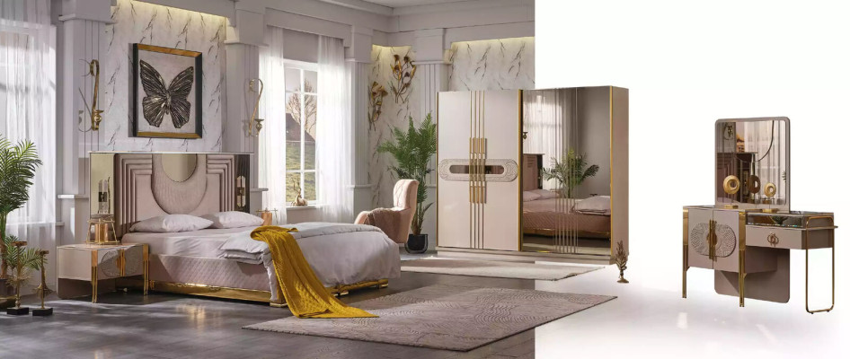 Bedroom Suite Bed 2x Bedside tables Bed frame Hotel bed 3 pieces