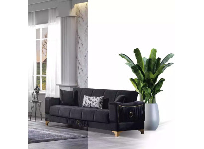 Black three-seater luxury couch living room 3-seater upholstery couches sofa