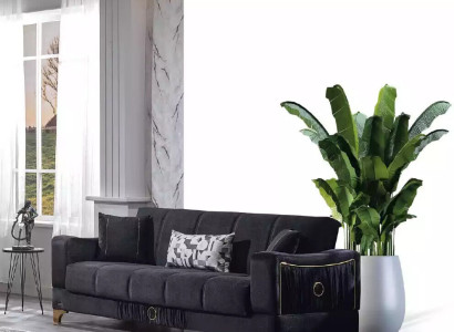 Black three-seater luxury couch living room 3-seater upholstery couches sofa