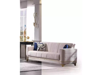 White Three Seater Luxury 3-Seater Couch Living room Sofas Textile Furniture
