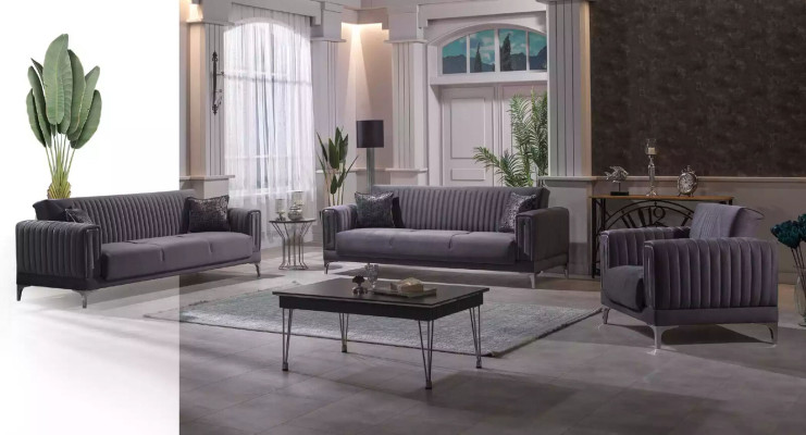 Gray Sofa Living room Three Seater Velvet Sofas 3-Seater Couches Luxury Furniture
