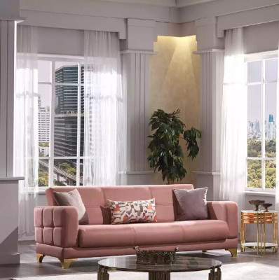 Designer Sofa Pink 3-Seater Designer Living room Couch Textile Furniture Couches