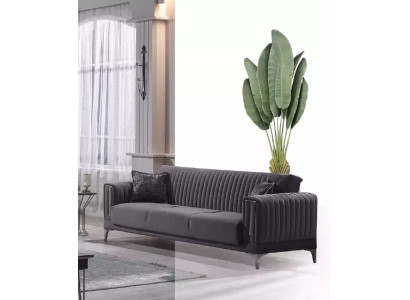 Gray Three Seater Living room Couches 3-Seater Velvet Sofas Luxury Wood Furniture Sofa