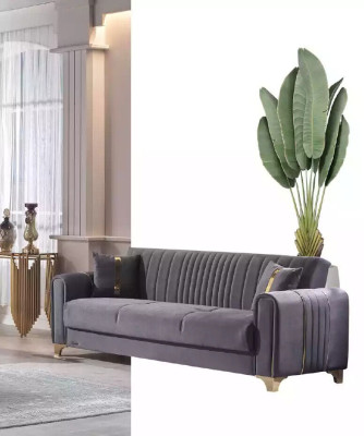 Gray Three Seater Luxury 3-Seater Couch Upholstered Sofas Living room Furniture