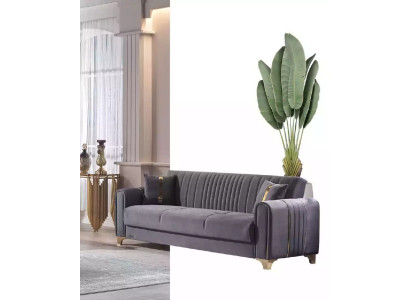 Gray Three Seater Luxury 3-Seater Couch Upholstered Sofas Living room Furniture