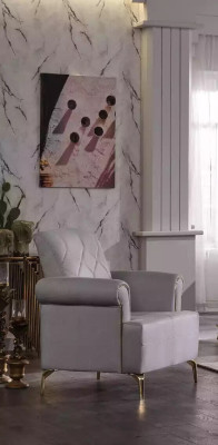 White Designer Armchair Single Seater Comfort Armchair Living room armchair