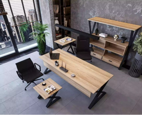 Modern light brown wooden table work tables office furniture designer desk