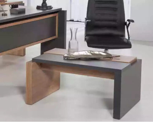 Modern luxury coffee table. Brown office storage table. Designer wooden furniture