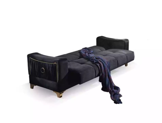 Black Sofa Designer 3-Seater Luxury Couch Fabric Sofa Relax Furniture Sofas