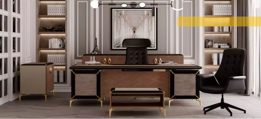 Office furniture Chef Desk Stainless Steel Feet Table with Drawers Wooden Furniture
