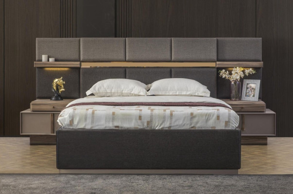 Suite Bedroom Double bed Bed Bedside tables Wardrobe 4-piece gray