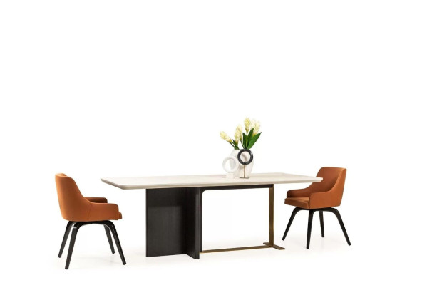 Dining corner Dining set Dining room Dining table Chairs Set 7pcs Table Orange Wood