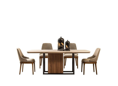 Dining set Complete e Dining room Dining table Chairs 7-piece beige dinette set
