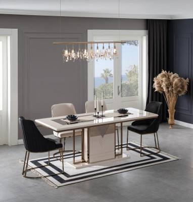 Dining corner Dining set Dining room Dining table Chairs Set 7pcs Luxury White Modern