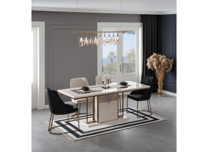 Dining corner Dining set Dining room Dining table Chairs Set 7pcs Luxury White Modern