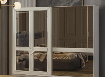 Wardrobe Wooden Cabinet Bedroom Cabinet Wardrobe Mirror White