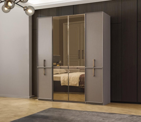 Wardrobe Bedroom Cabinet Wardrobe Wooden Cabinet Gray Mirror