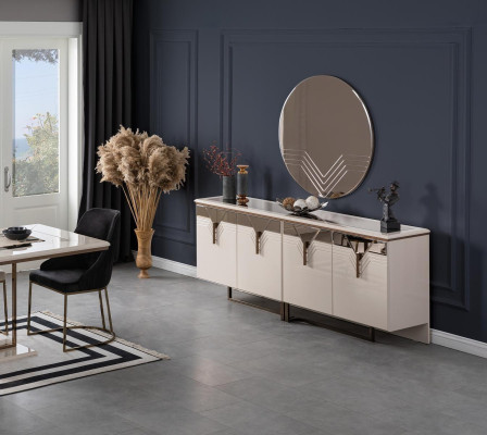 Sideboard Sideboard with Mirror Wooden Cabinet Chest of drawers Wardrobe Wood White