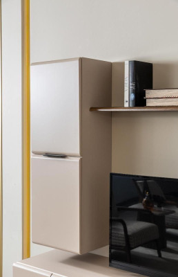 Wall unit TV stand wall cabinet TV cabinet lowboard beige wood shelves