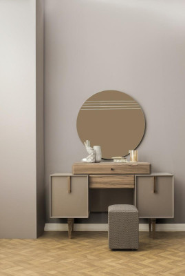 Dressing table Console table Dressing table Wood Gray Mirror Bedroom