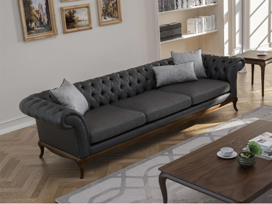 Living room Sofa Couch Four Seater Gray Furnishings Designer Upholstered furniture