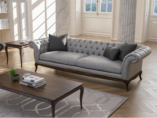 Gray Sofa Three Seater Living room Furnishings Chesterfield Furniture Upholstered furniture