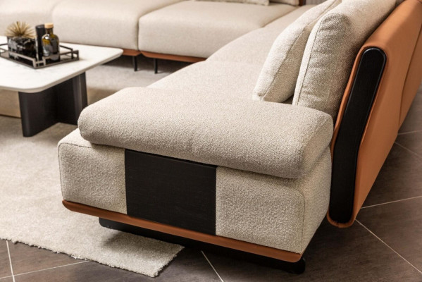 Corner sofa L-shape fabric sofa Coffee tables Upholstered sofa Beige Modern Sofa Set