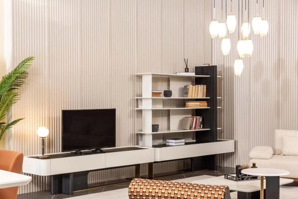 Wall unit sideboard TV cabinet lowboard shelves TV stand wardrobe wood white