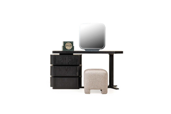 Dressing table Dressing table Mirror Console table Wood Black Set 3pcs