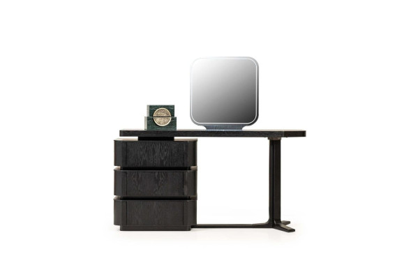 Dressing table with Mirror Console table Dressing table Wood Black Set