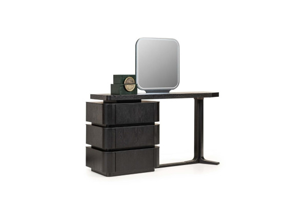 Dressing table with Mirror Console table Dressing table Wood Black Set