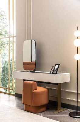 Suite Console table Stool Dressing table Dressing table Wood White Orange