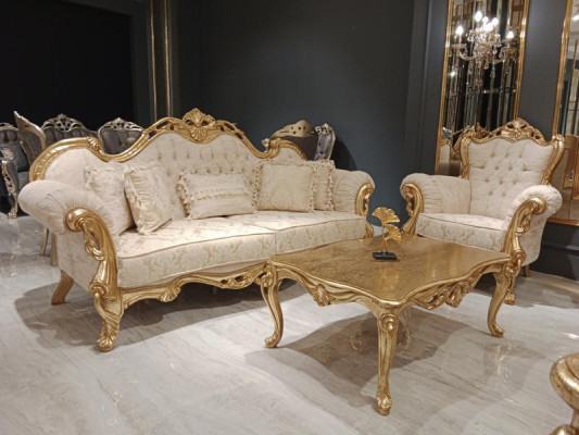 Sofa set 3+3+1+1 Seater Classic Relax Armchair Chesterfield Baroque Style 4-piece