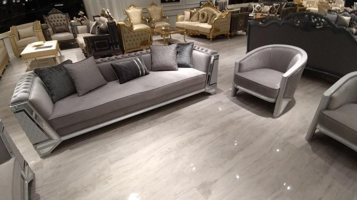 Design Modern Living room Set Sofa set 3+3+1+1 Gray Living room furniture set