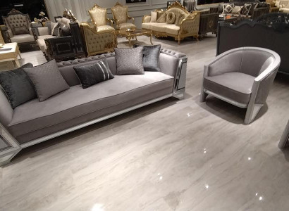 Design Modern Living room Set Sofa set 3+3+1+1 Gray Living room furniture set
