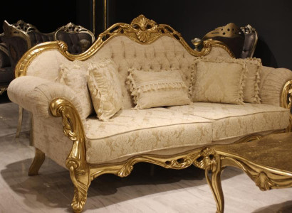 Design Sofa set 3+3 Seater Classic Set Wood Textile Complete 2x Sofa new