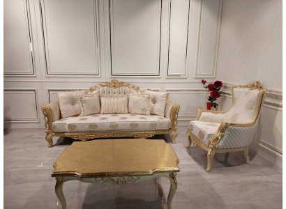 Sofa set Sofa 3+1 Seater Armchair Table carved legs Coffee table