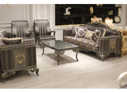 Luxurious 3-piece sofa set set sofa 3 seater relax 2x armchair deluxe