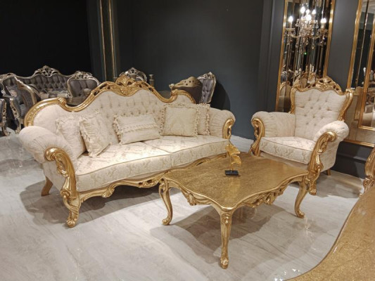 Chesterfield luxury sofa set 3+1+1 Seater Relax Armchair Couch 3-piece. Textile new