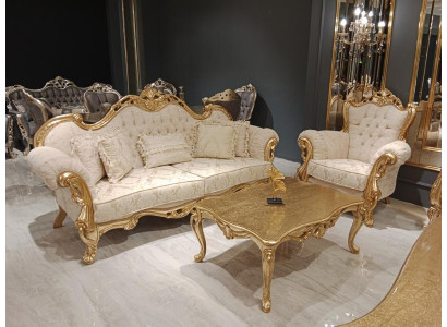 Chesterfield luxury sofa set 3+1+1 Seater Relax Armchair Couch 3-piece. Textile new